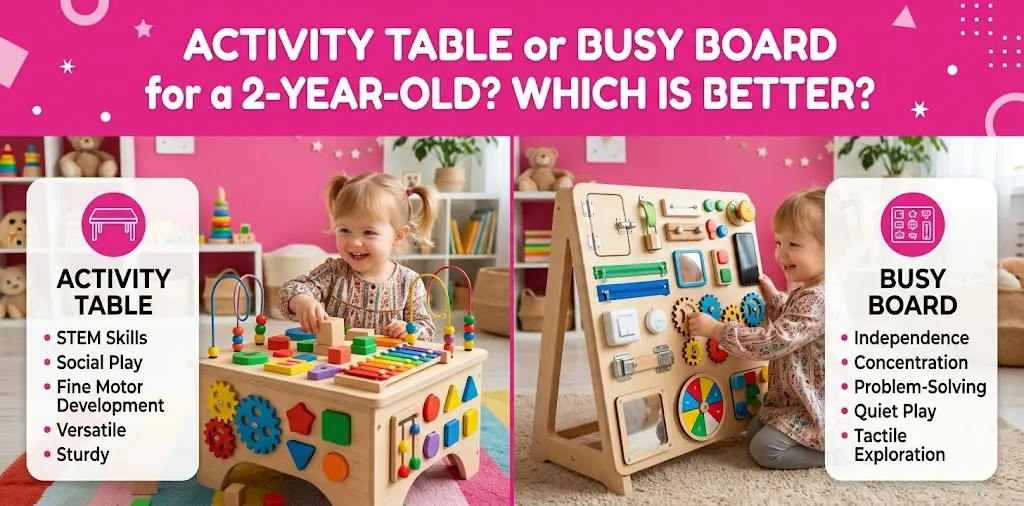 Activity Table or Busy Board for a 2-Year-Old Which Is Better